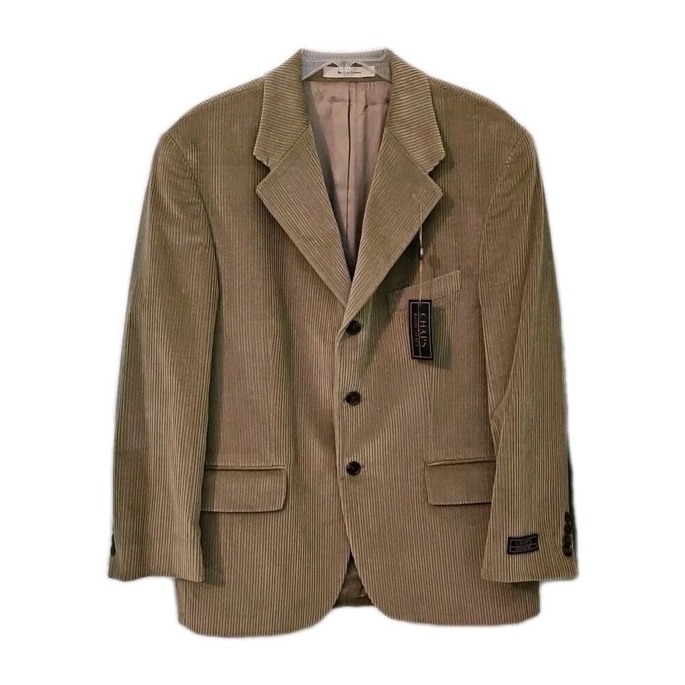 Chaps Ralph Lauren Corduroy Suit Jacket Blazer 42S Preppy Academia Wide Wale